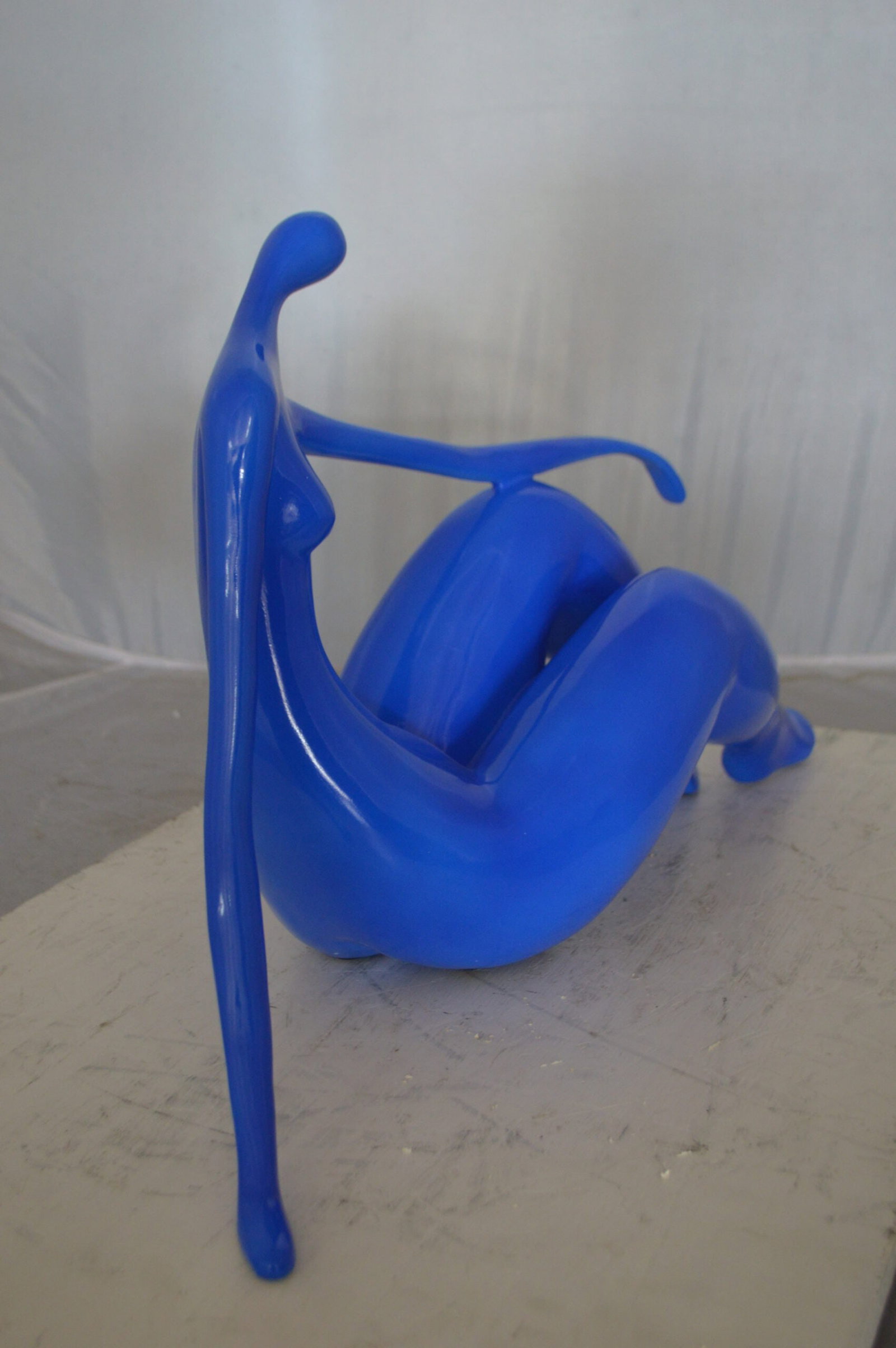 Modern Art Blue Women on the Beach Resin Statue - Size: 27"L x 8"W x 15"H. - 6
