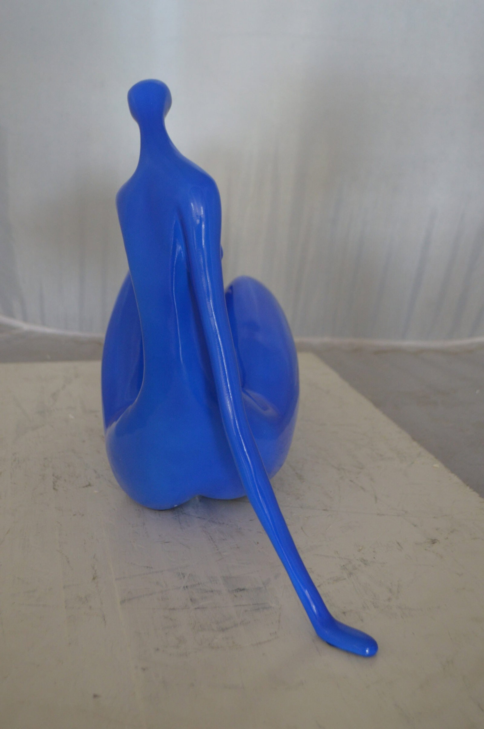 Modern Art Blue Women on the Beach Resin Statue - Size: 27"L x 8"W x 15"H. - 7