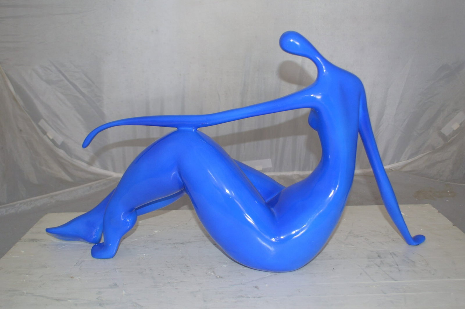 Modern Art Blue Women on the Beach Resin Statue - Size: 27"L x 8"W x 15"H. - 9