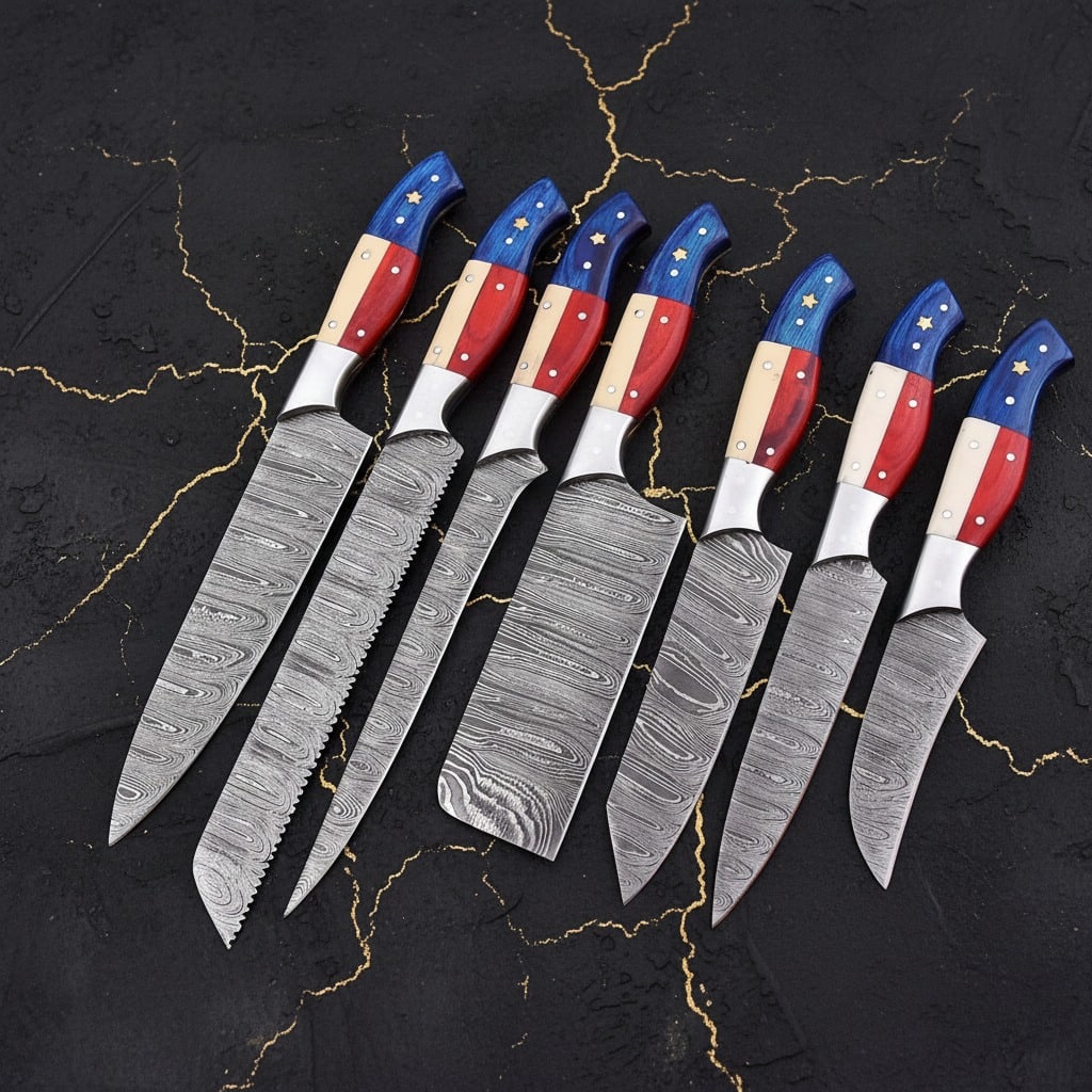 Hand-Forged Damascus Steel Kitchen Chef Knife Set Professional Cutlery (1 of 4)