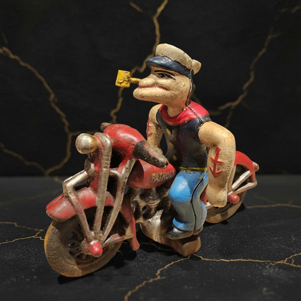 8" Heavy Cast Iron Motorbike Figurine Patrol Officer Vintage Style Decor (1 of 10)
