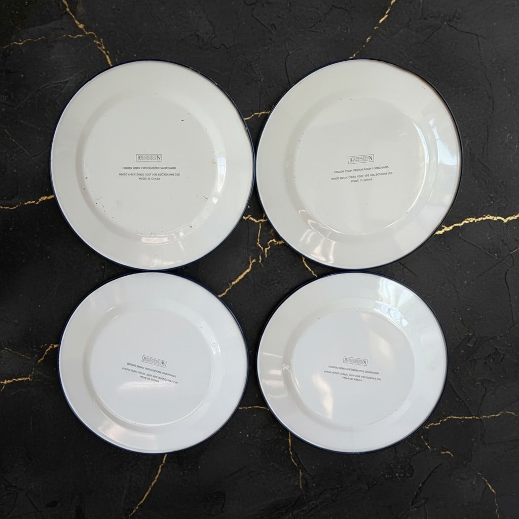 8pc Vintage Blue and White Tin Decorative Plates 10" Wall Display Set - 6