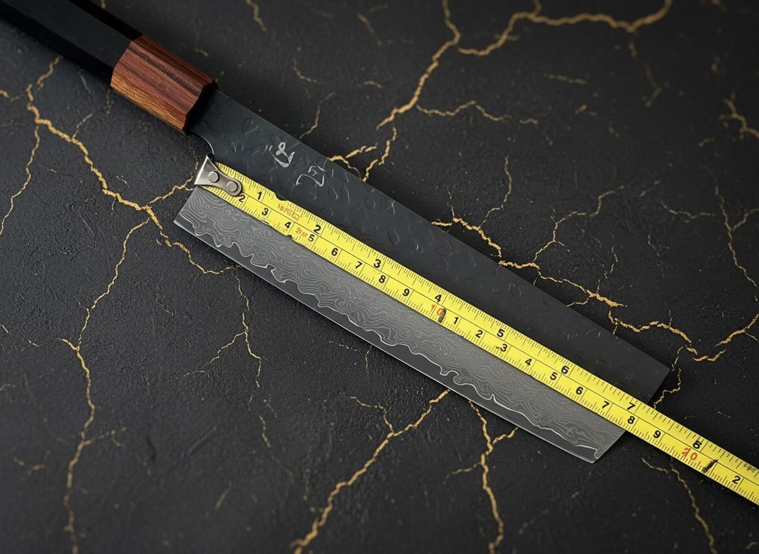 7" Nakiri Kitchen Knife Damascus Steel Hammered Blade Wood Octagonal Handle - 3