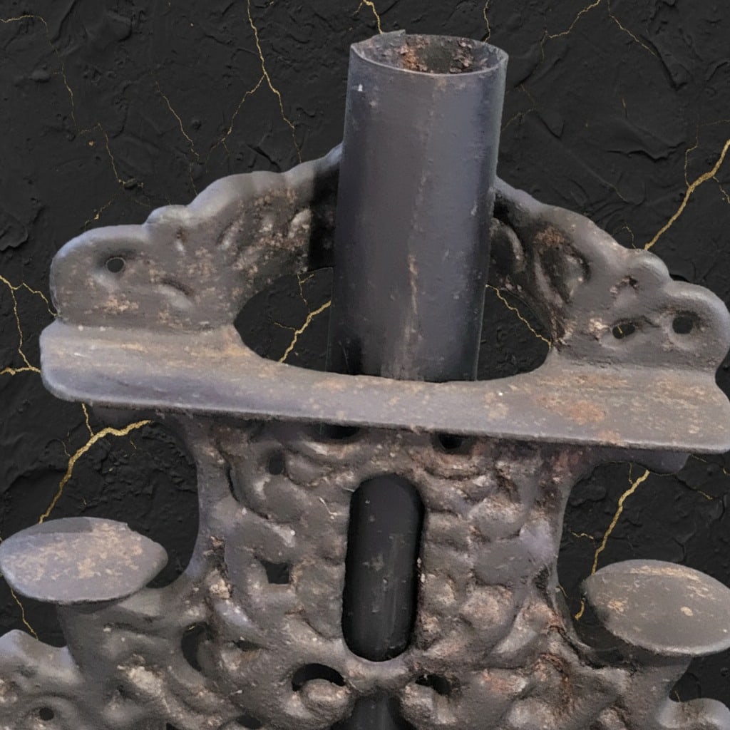 Rustic Wrought Iron Crescent Toy Stove Vintage Metal Collectible Decor - 6