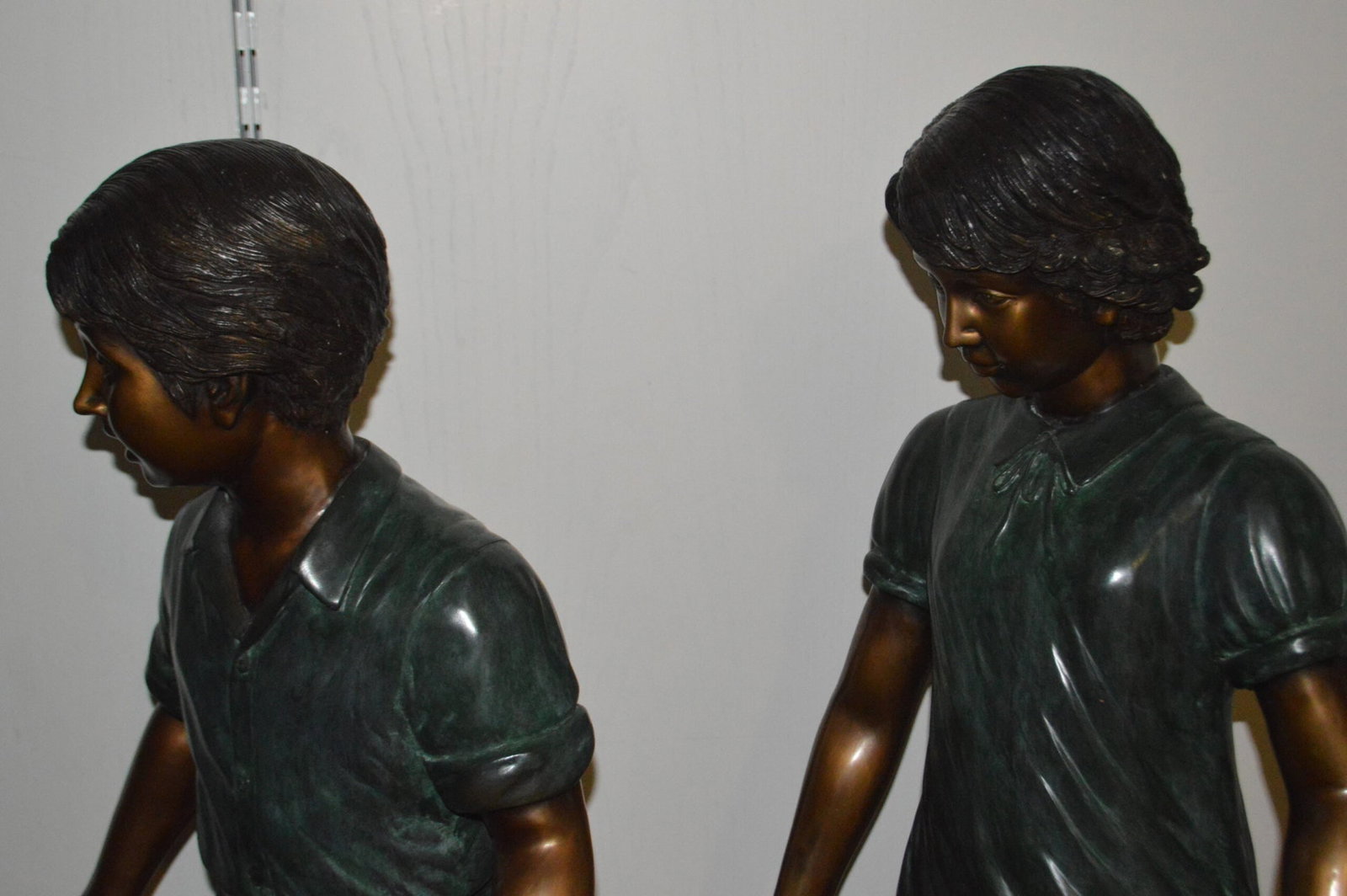 Five Kids Walking on Rocks Bronze Statues - Size: "L x "W x "H. - 11