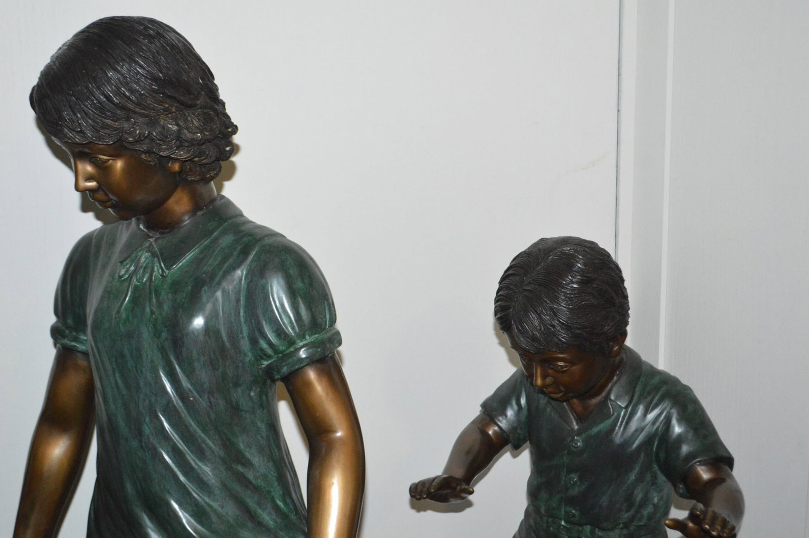 Five Kids Walking on Rocks Bronze Statues - Size: "L x "W x "H. - 12