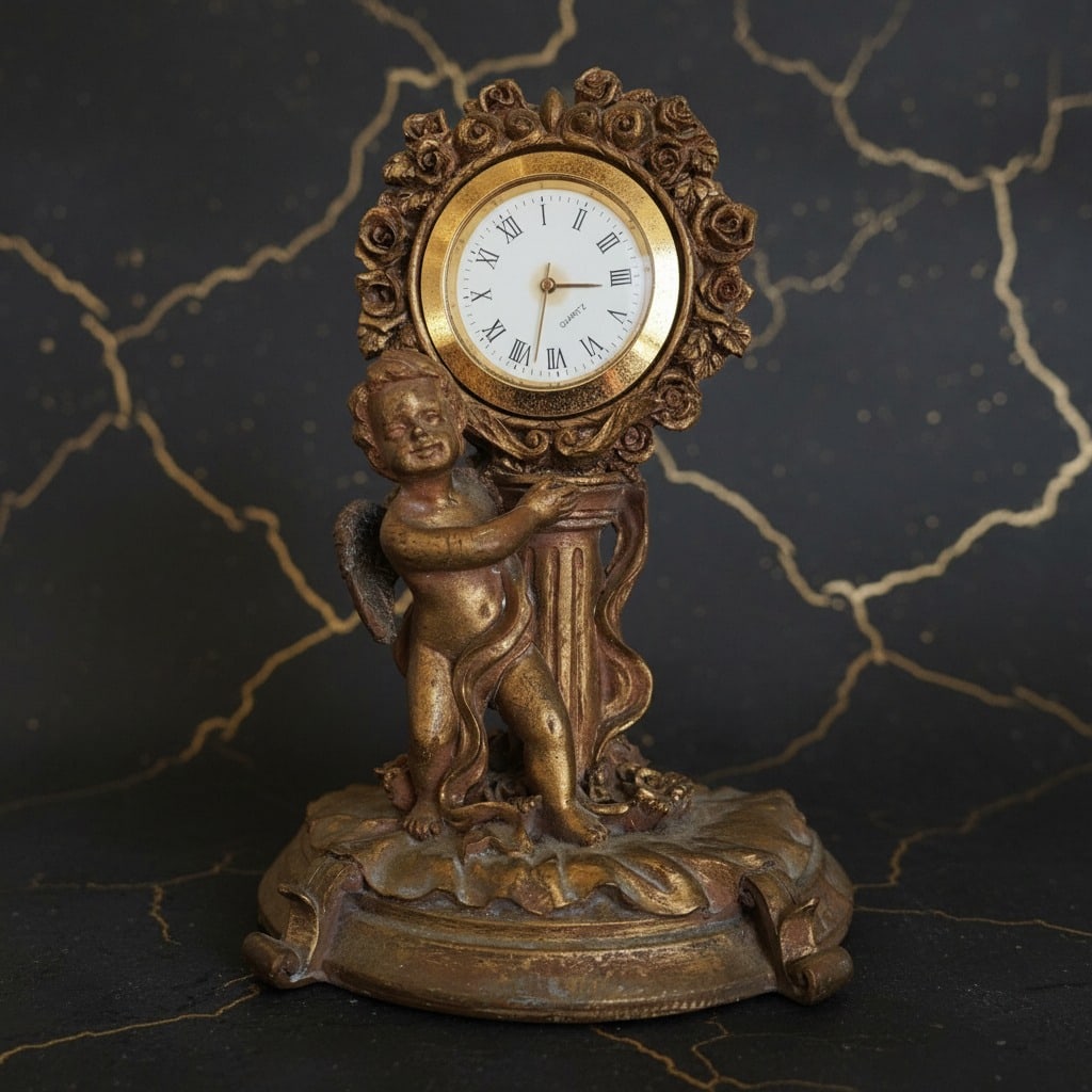 Ornate Victorian Style Cherub Figural Mantel Clock Quartz Movement (1 of 6)