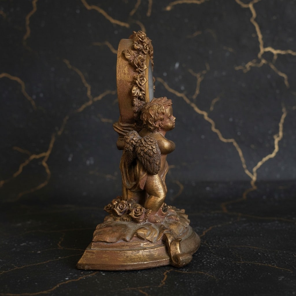 Ornate Victorian Style Cherub Figural Mantel Clock Quartz Movement - 2
