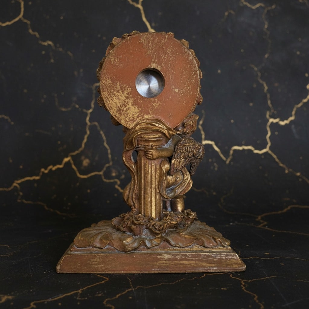 Ornate Victorian Style Cherub Figural Mantel Clock Quartz Movement - 3