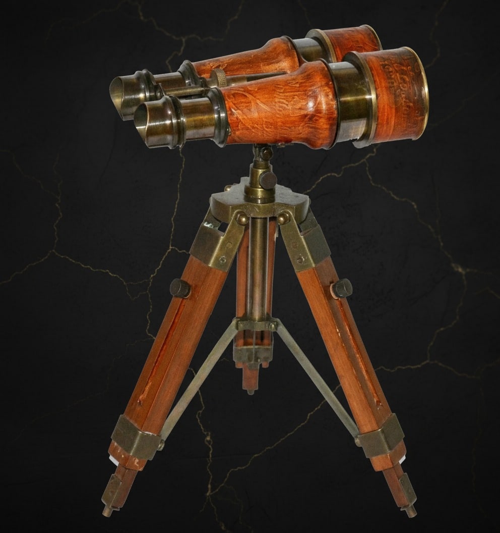 Vintage Nautical Brass Telescope with Wooden Tripod Stand Maritime Decor (1 of 4)