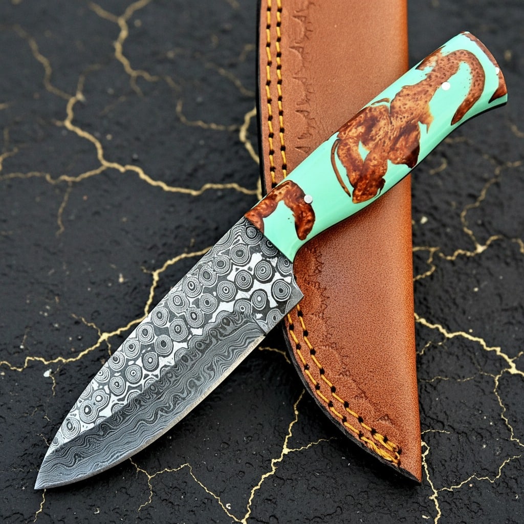 Hand Forged Damascus Steel Hunting Knife Custom Handmade Fixed Blade Tool (1 of 5)