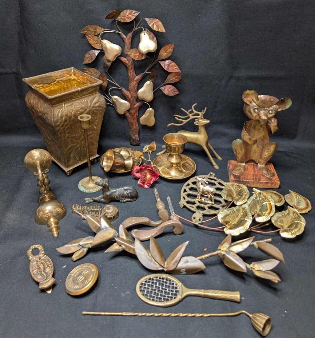 HUGE 10+ lbs Vintage Brass Decor Lot 21pc Mixed Animal Floral Sconce Wall Art (1 of 20)