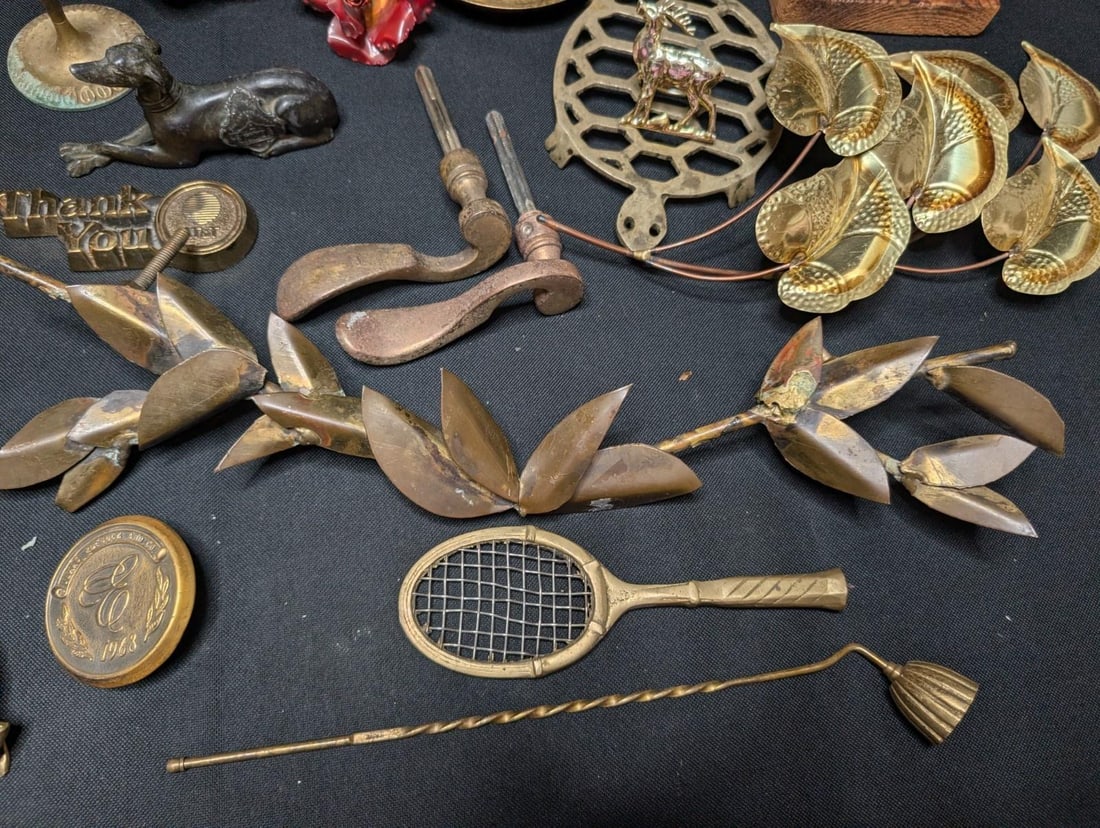 HUGE 10+ lbs Vintage Brass Decor Lot 21pc Mixed Animal Floral Sconce Wall Art - 4
