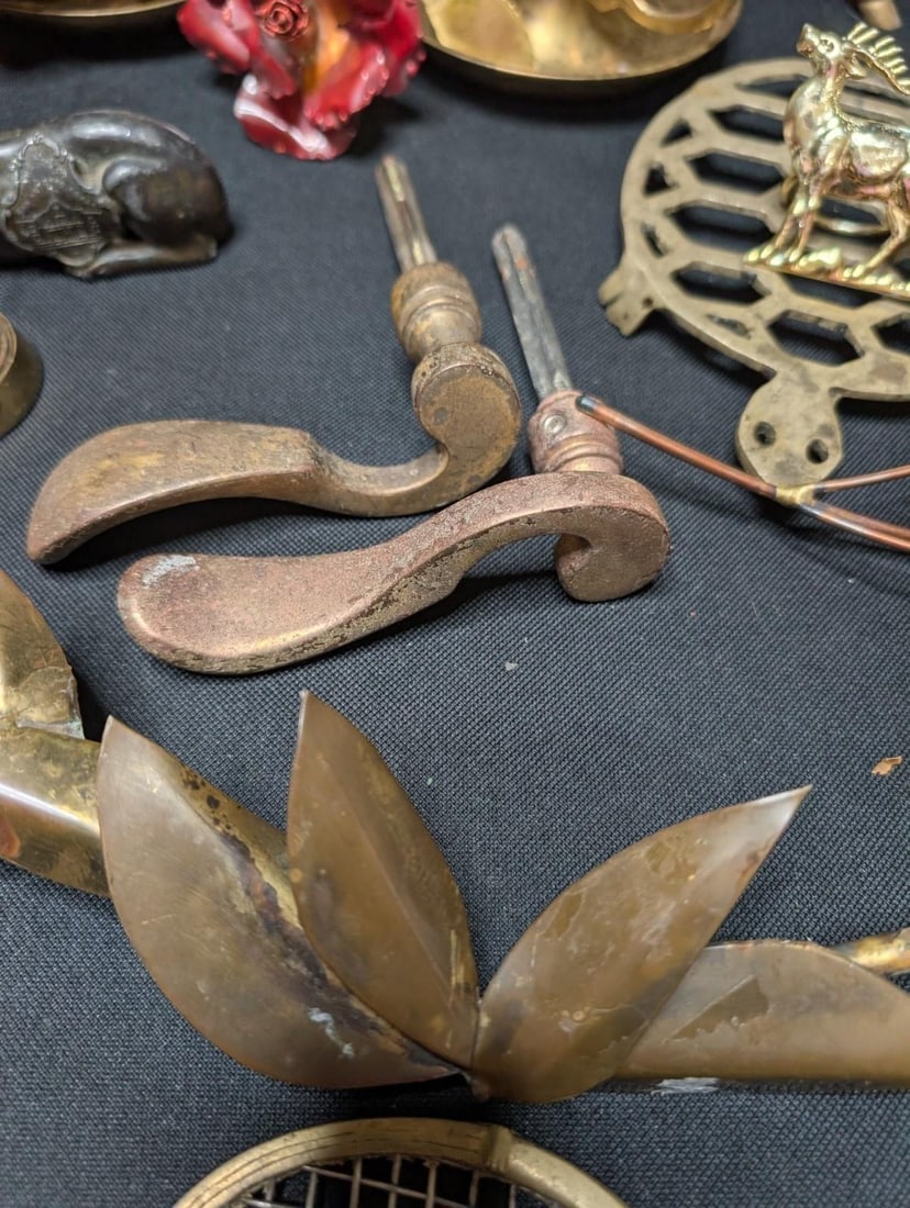 HUGE 10+ lbs Vintage Brass Decor Lot 21pc Mixed Animal Floral Sconce Wall Art - 5