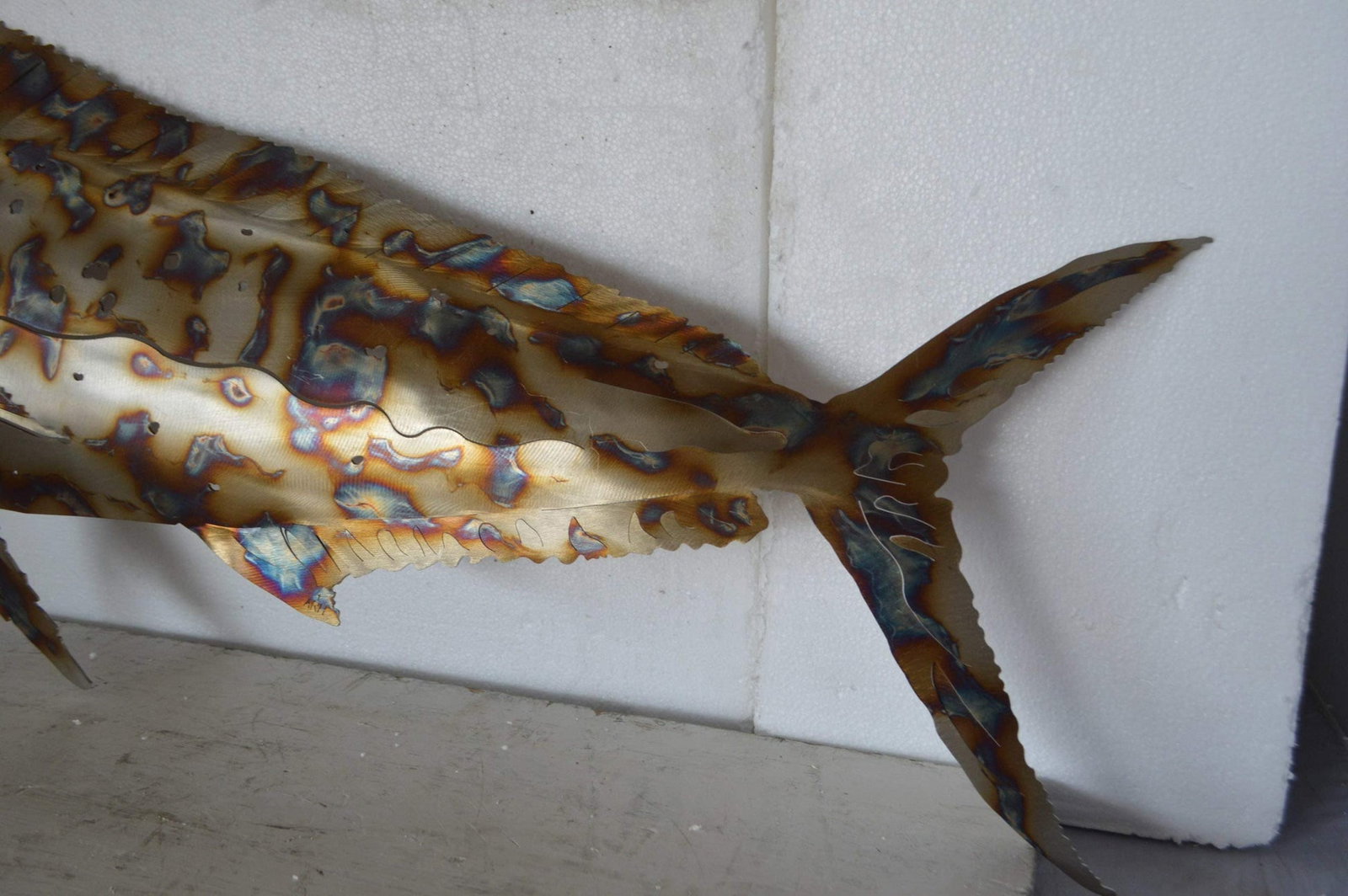 Mahi Mahi catching flying fish made of cut steel - Size: 39"L x 2"W x 12"H. - 6