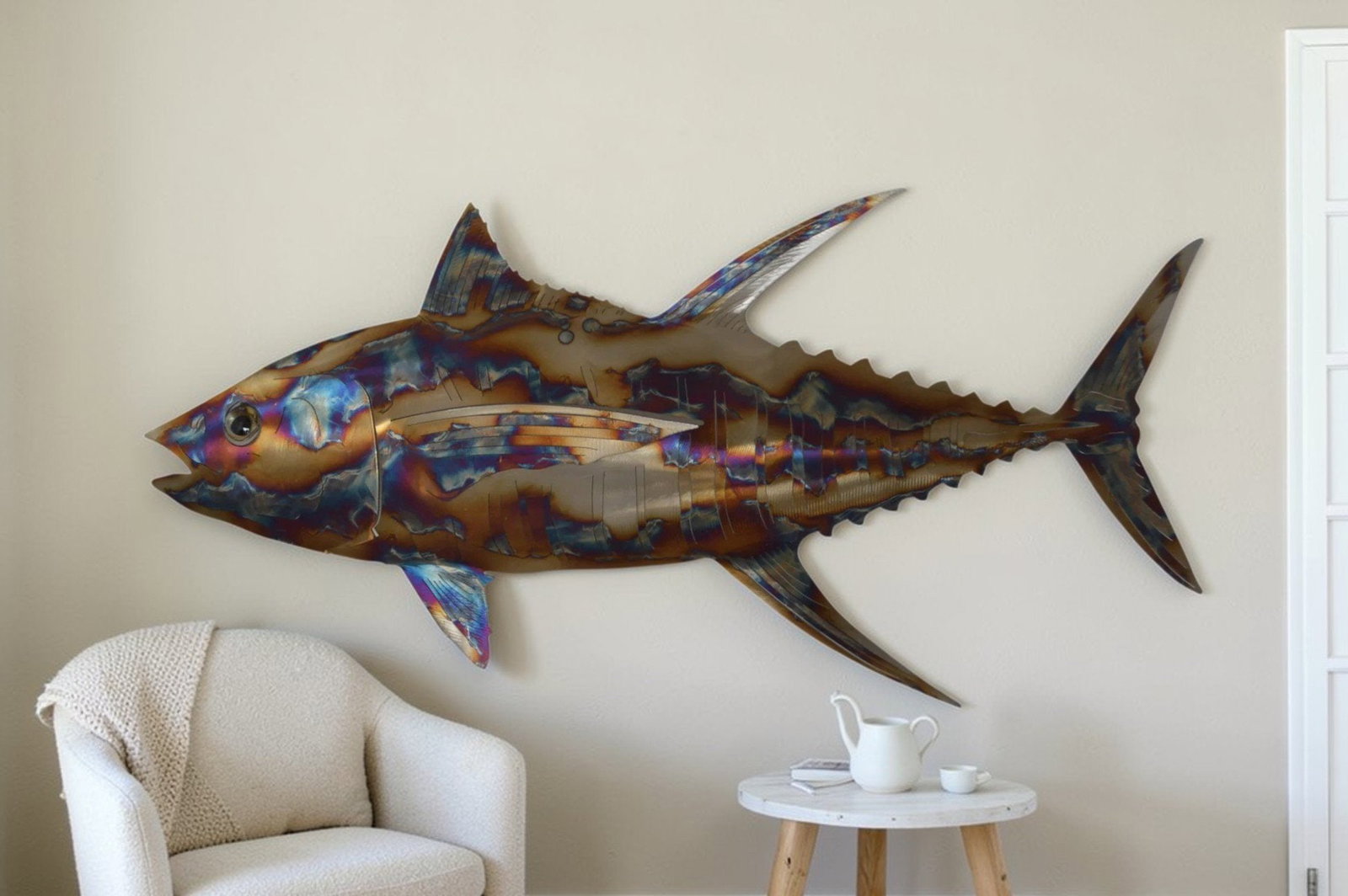 Jack fish laser cut steel wall mounted - Size: 25"L x 2"W x 12"H. - 2