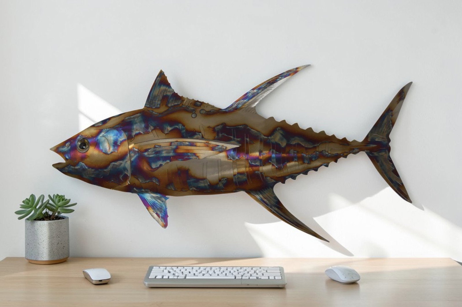 Jack fish laser cut steel wall mounted - Size: 25"L x 2"W x 12"H. - 3