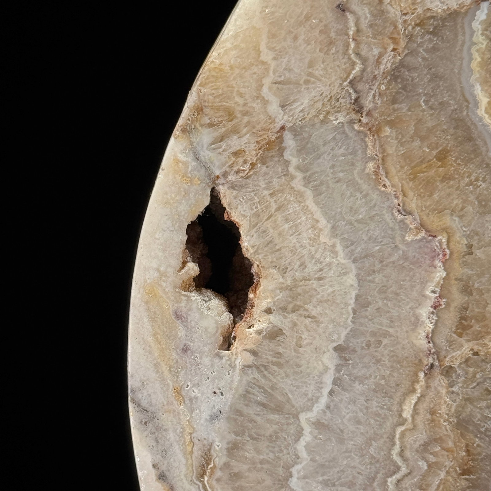 A beautiful crystalized lace agate moon on a custom stand - 5