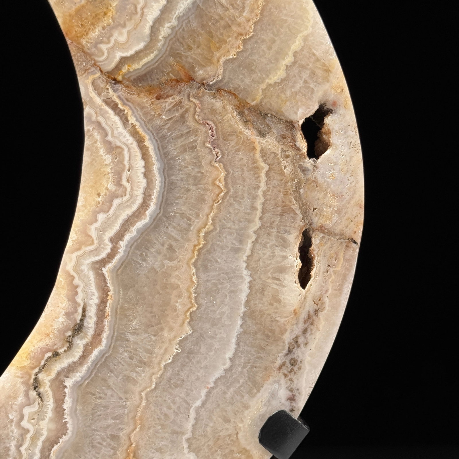 A beautiful crystalized lace agate moon on a custom stand - 8