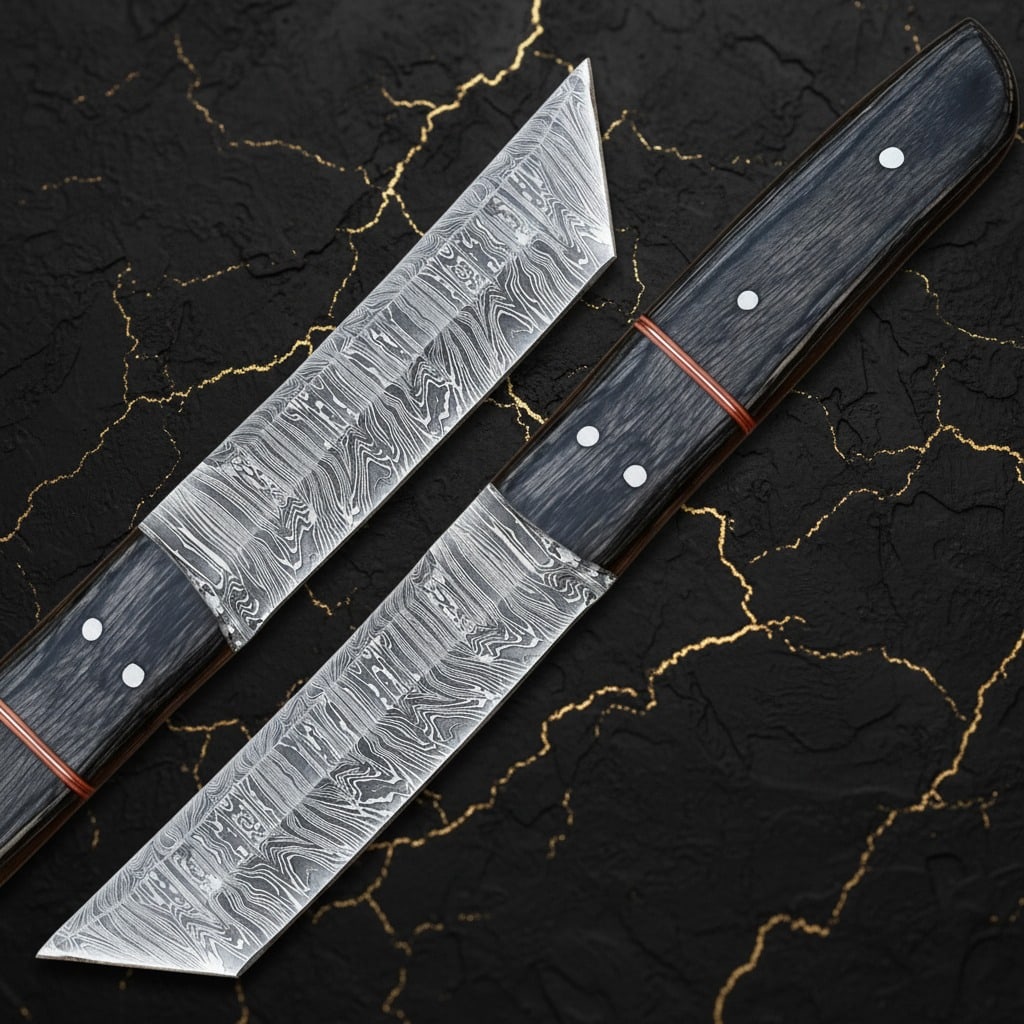Handmade Damascus Steel Tanto Knife Fixed Blade Hunting Tool with Sheath: Title:Handmade Damascus Steel Tanto Knife Fixed Blade Hunting Tool with Sheath Description:This hand-forged Damascus steel hunting tanto knife features high-quality file work and an ergonomic design f