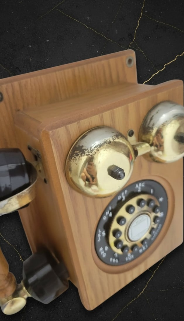 Vintage Style Wall Mounted Oak Telephone Traditional Wood Decor - 3