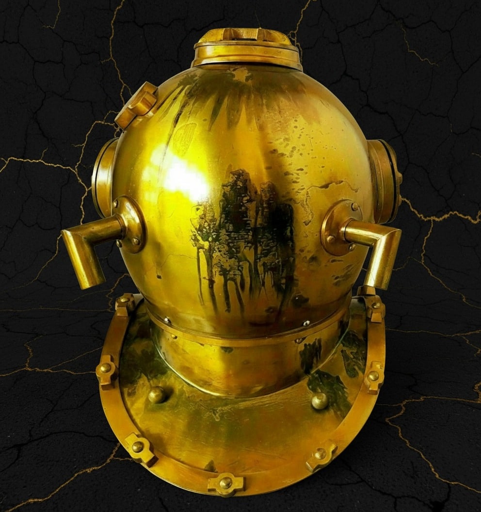 Vintage Style 18" US Navy Mark V Deep Sea Scuba Diving Helmet Antique Brass - 3