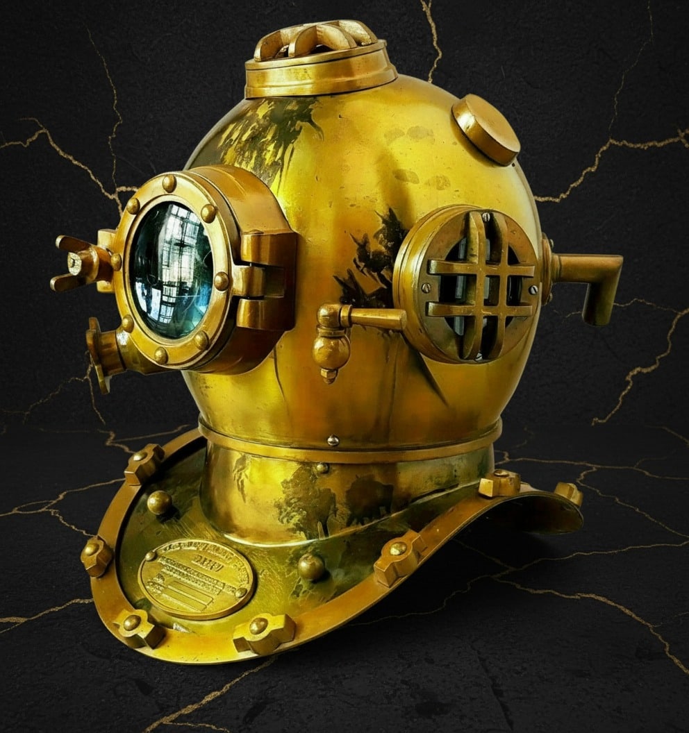 Vintage Style 18" US Navy Mark V Deep Sea Scuba Diving Helmet Antique Brass - 4