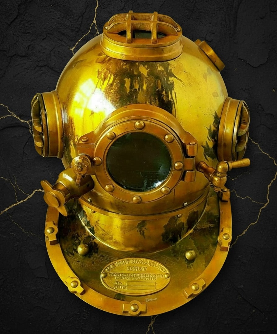 Vintage Style 18" US Navy Mark V Deep Sea Scuba Diving Helmet Antique Brass - 5