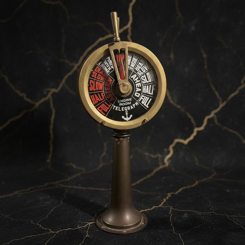 Vintage Brass Marine Telegraph Ship Engine Order Telemetry Nautical Decor (1 of 7)