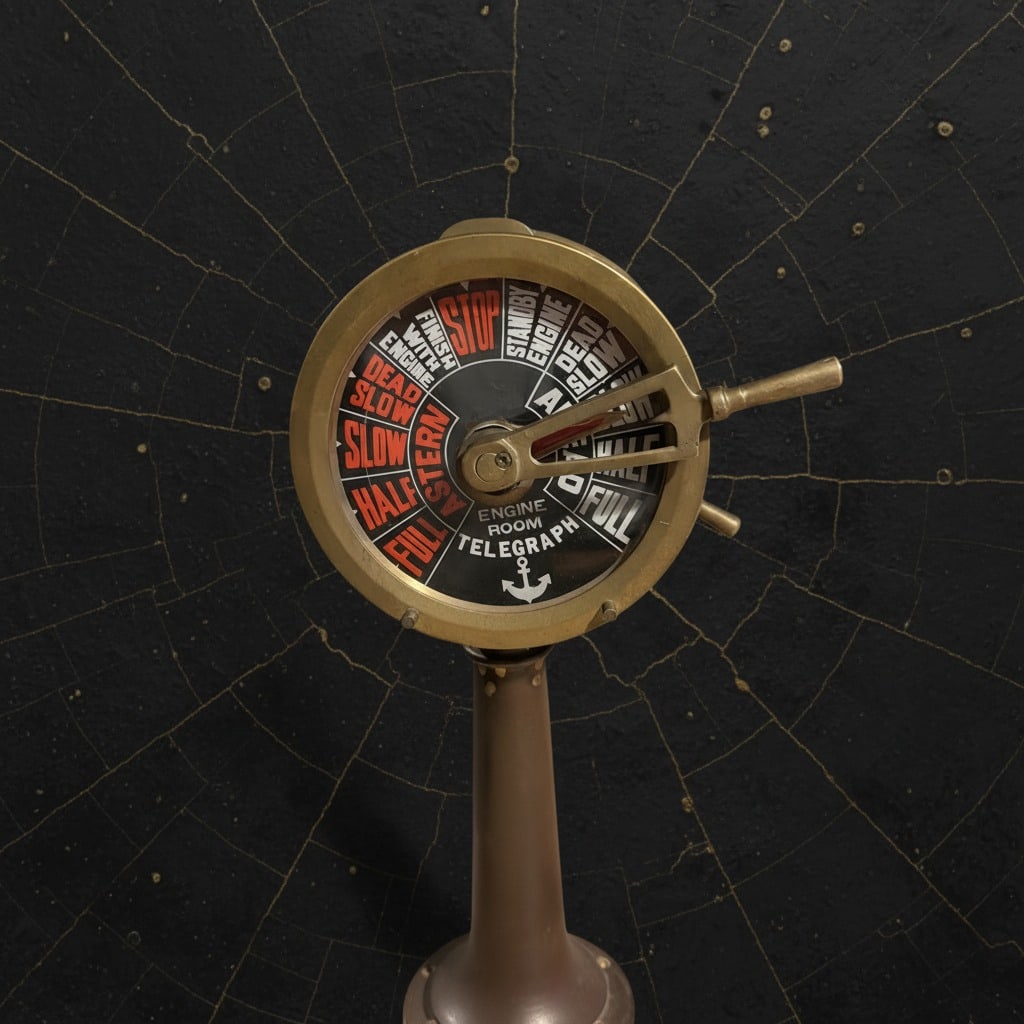 Vintage Brass Marine Telegraph Ship Engine Order Telemetry Nautical Decor - 2
