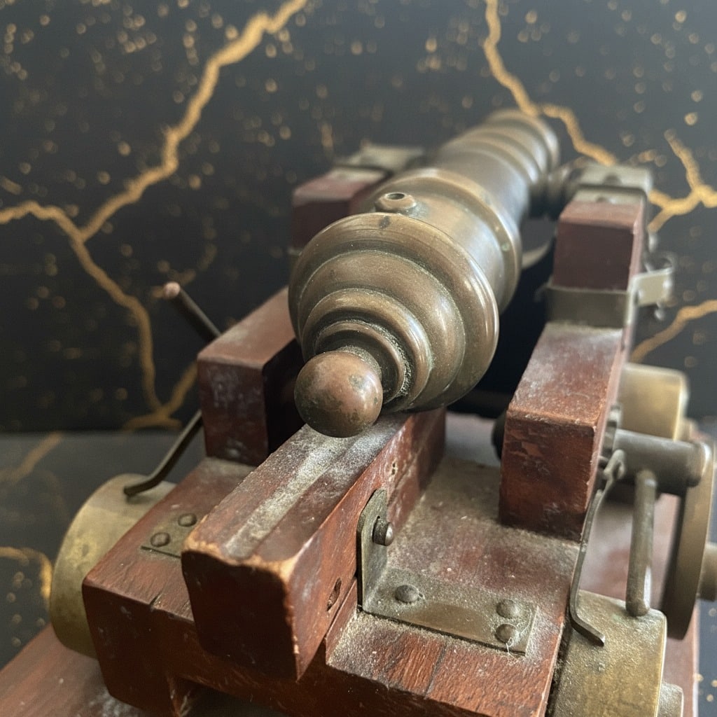 Vintage Style Brass Miniature Cannon Table Lamp 18th Century Signal Decor - 4
