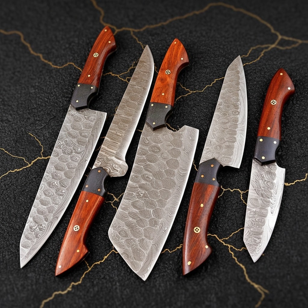 5" Hand-Forged Damascus Steel Chef Knife Set Kitchen Cutlery Kitchenware (1 of 5)