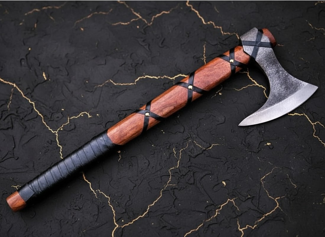 Hand-Forged Carbon Steel Viking Hatchet Custom Integral Tomahawk Axe (1 of 5)