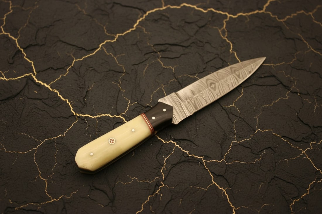 Hand Forged Damascus Steel Dagger Bone Pakkawood Handle Hunting Knife (1 of 8)