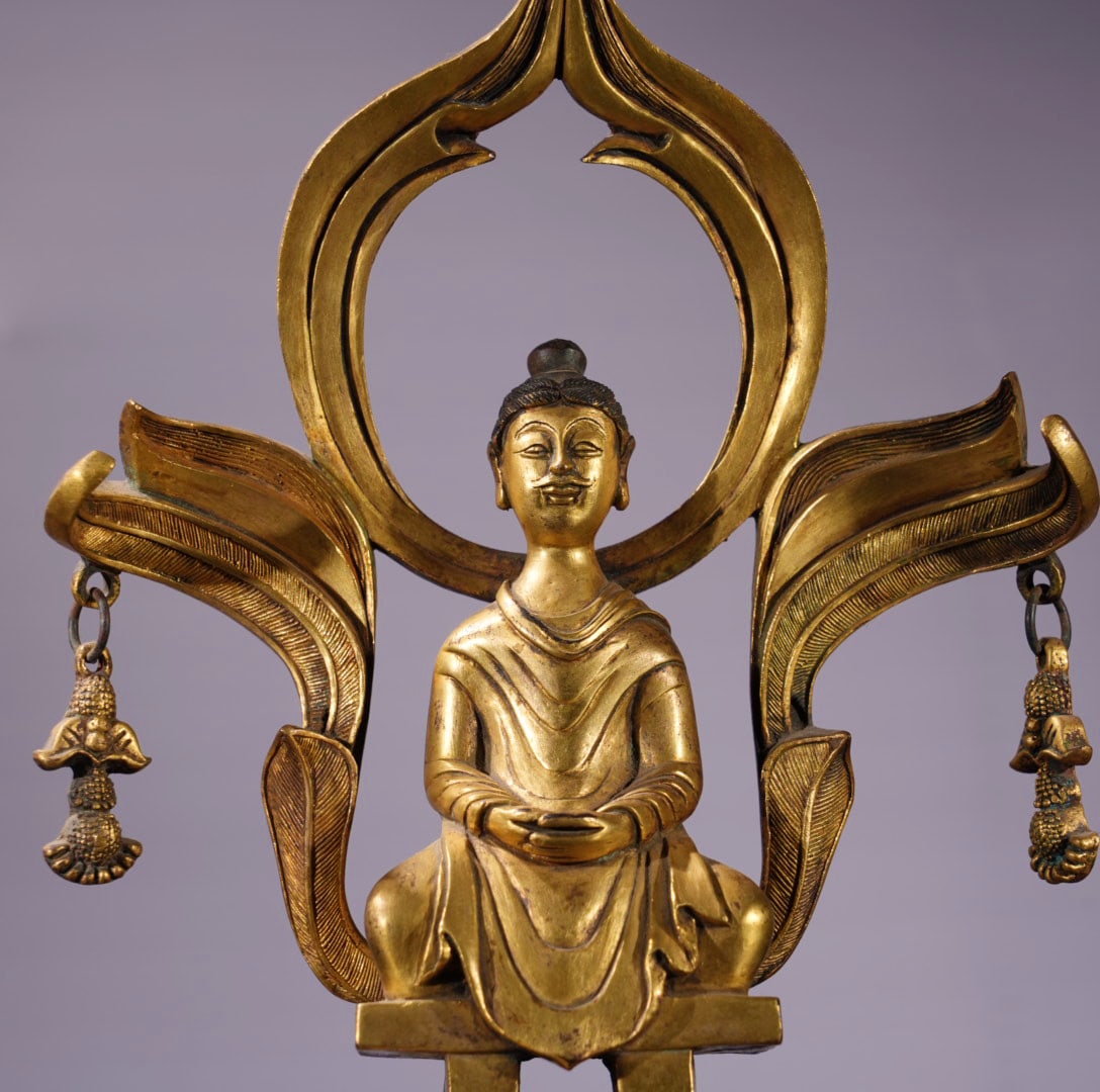 Old Gilt Gold Bronze Buddha Statue - 2
