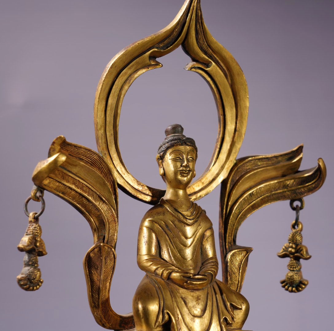 Old Gilt Gold Bronze Buddha Statue - 3