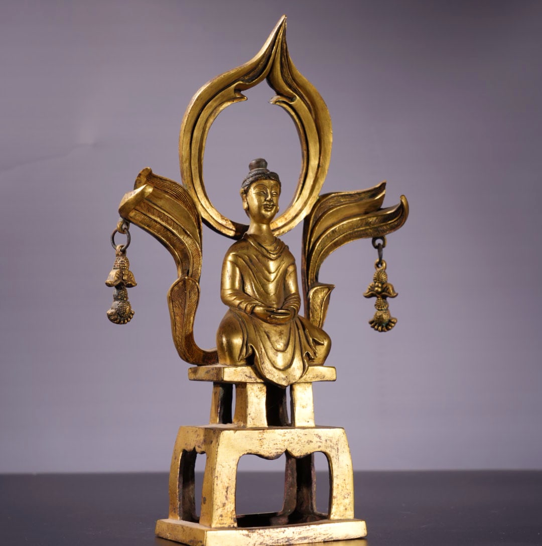 Old Gilt Gold Bronze Buddha Statue - 4