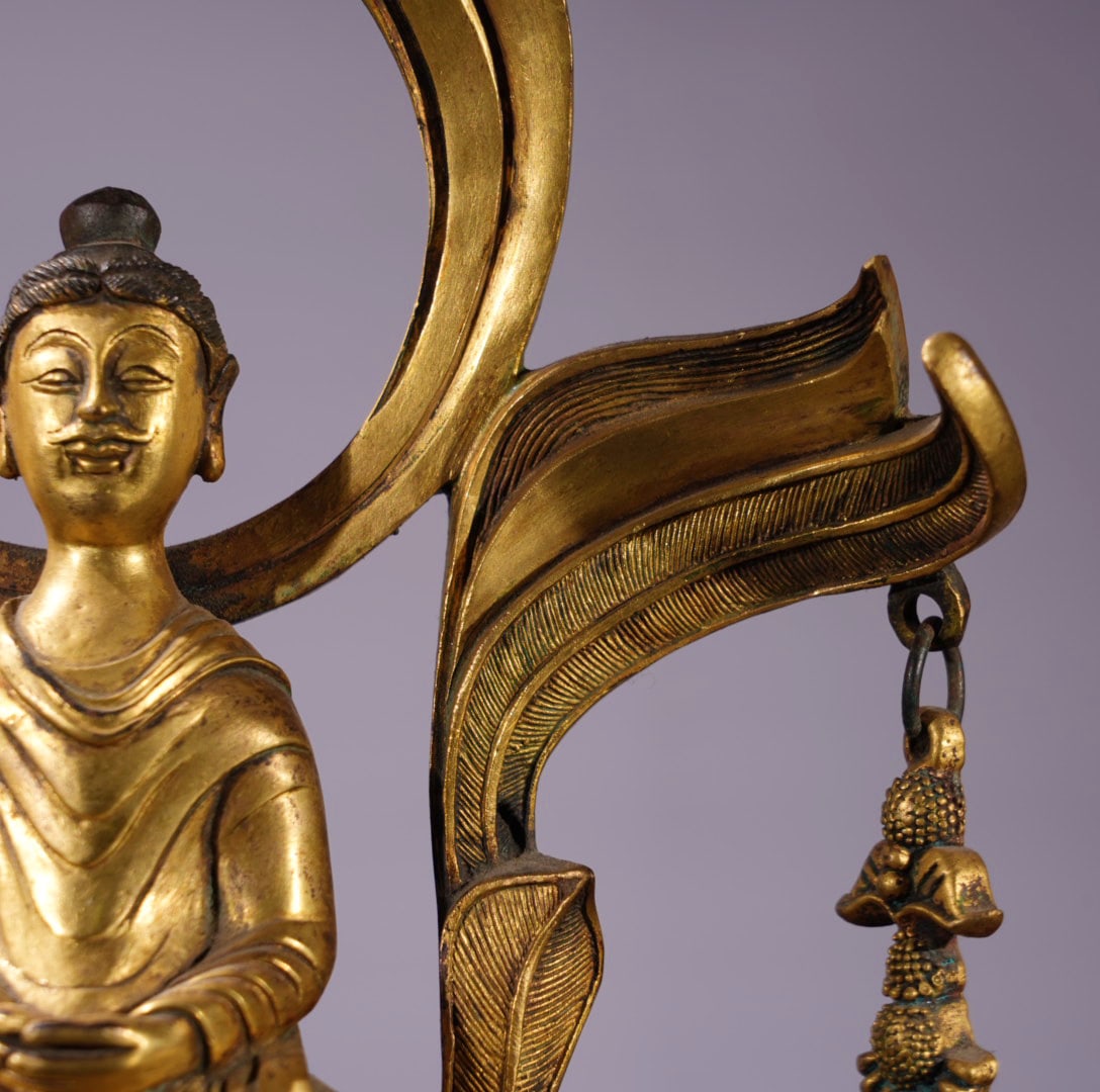 Old Gilt Gold Bronze Buddha Statue - 5