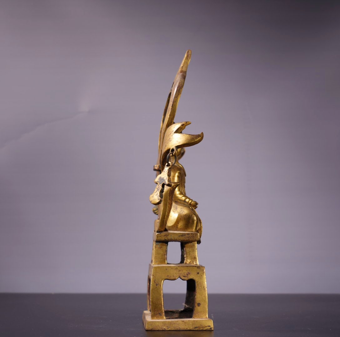 Old Gilt Gold Bronze Buddha Statue - 7