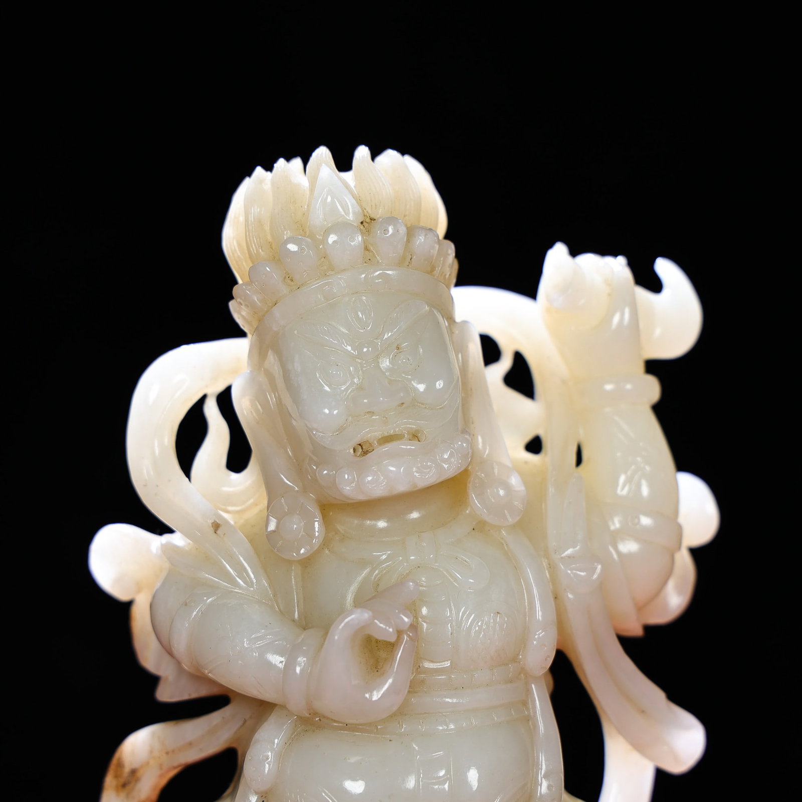 Vintage Hetian Jade Hand Carved Mythology Figure Statue - 2