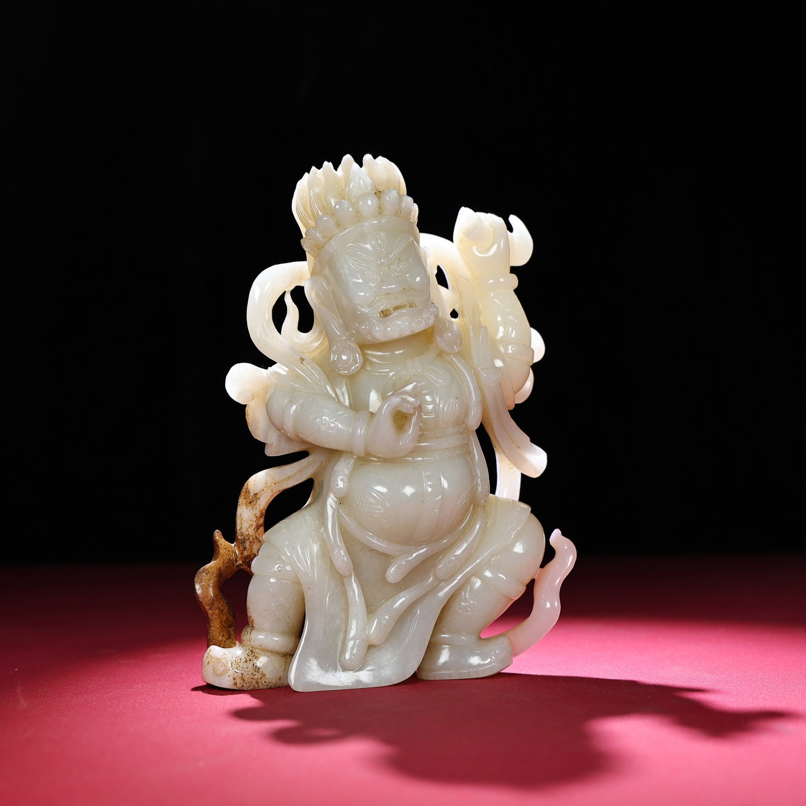 Vintage Hetian Jade Hand Carved Mythology Figure Statue - 3