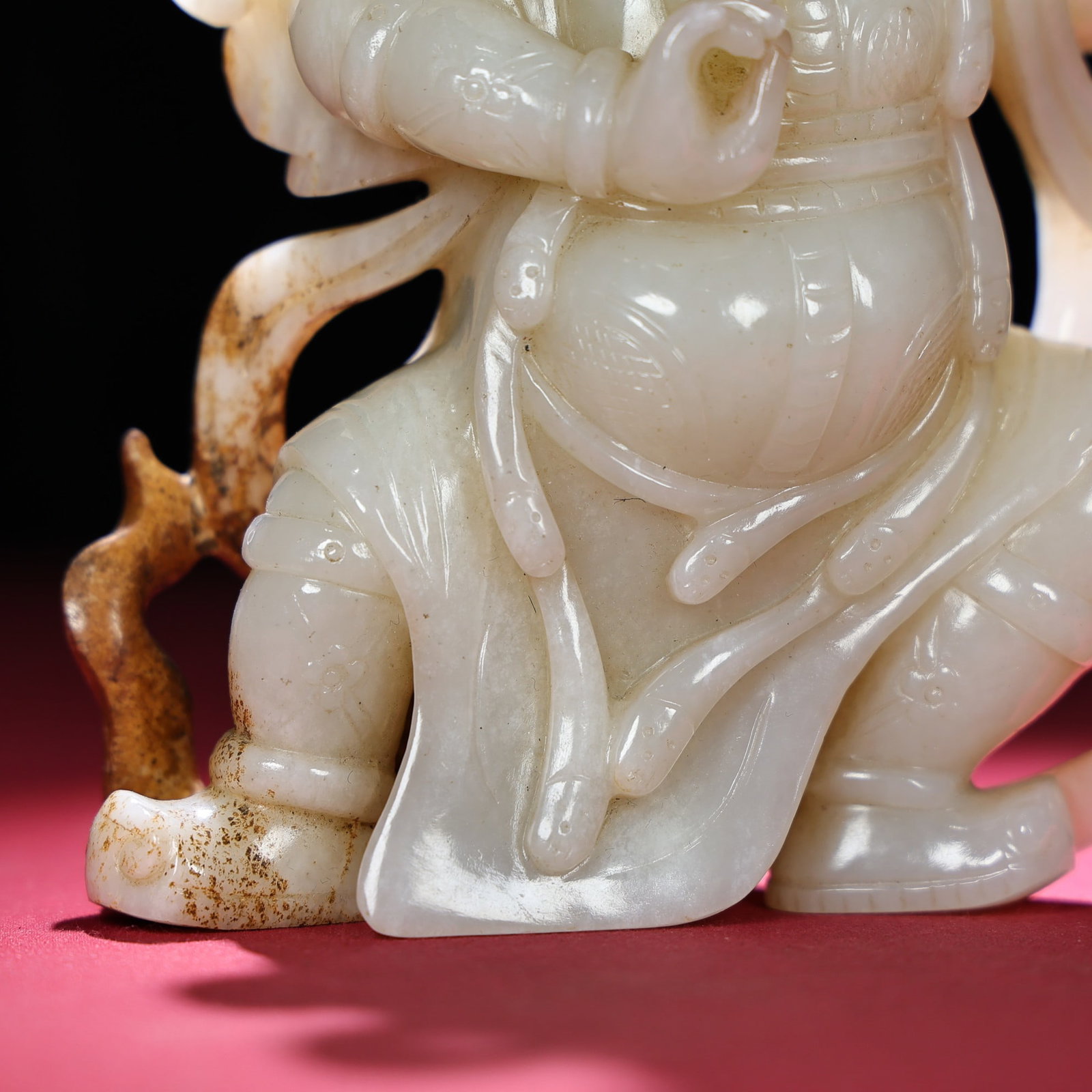 Vintage Hetian Jade Hand Carved Mythology Figure Statue - 4