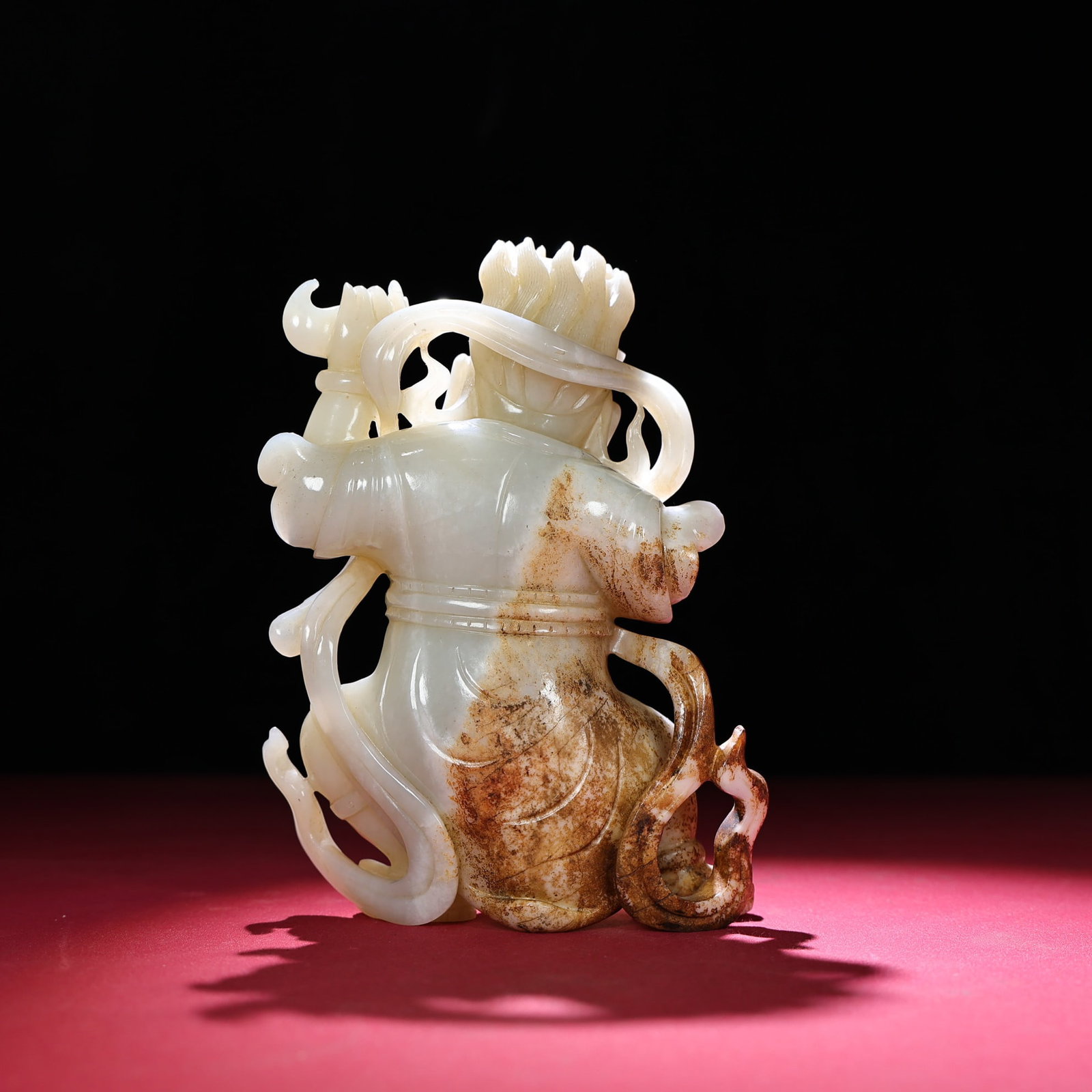 Vintage Hetian Jade Hand Carved Mythology Figure Statue - 7