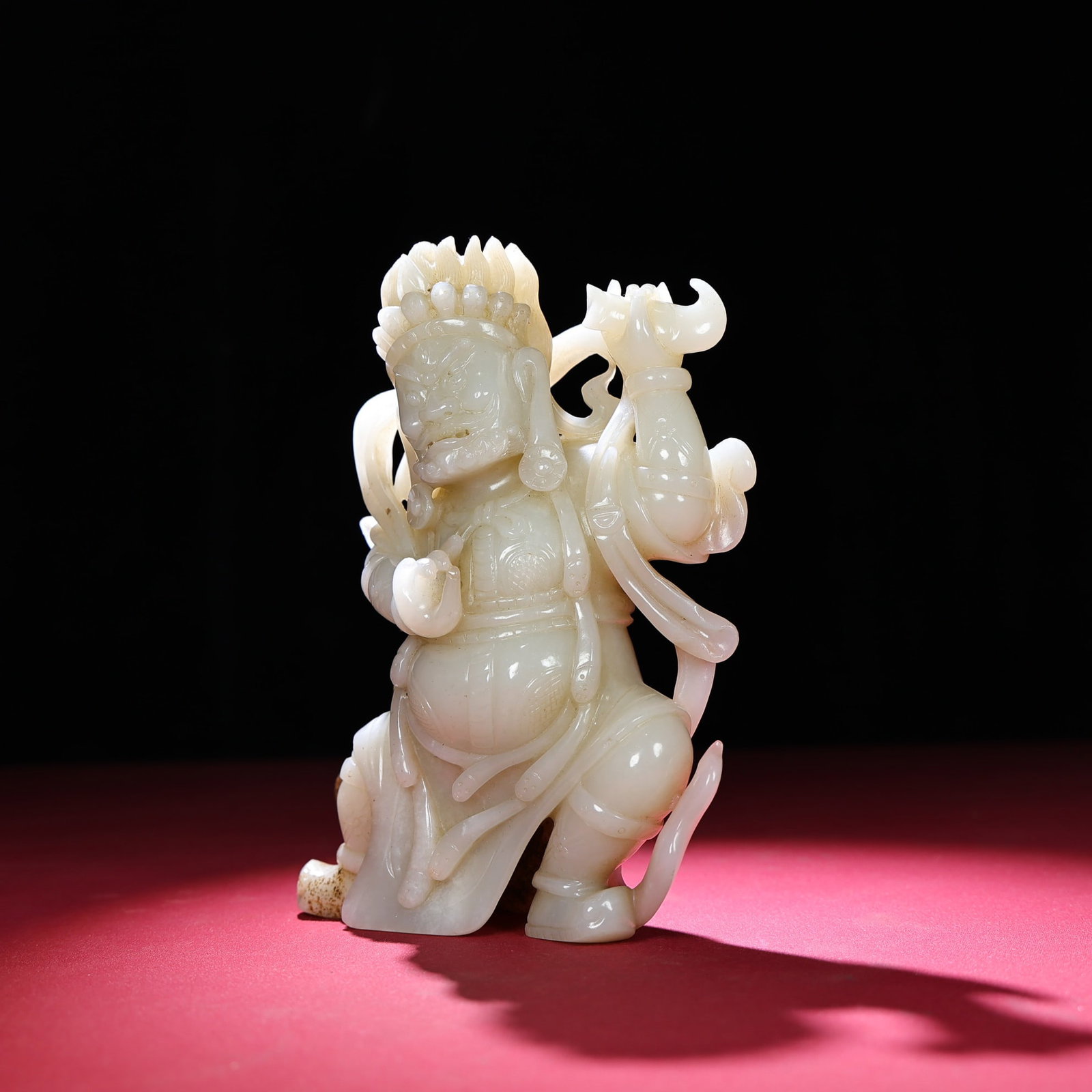 Vintage Hetian Jade Hand Carved Mythology Figure Statue - 8