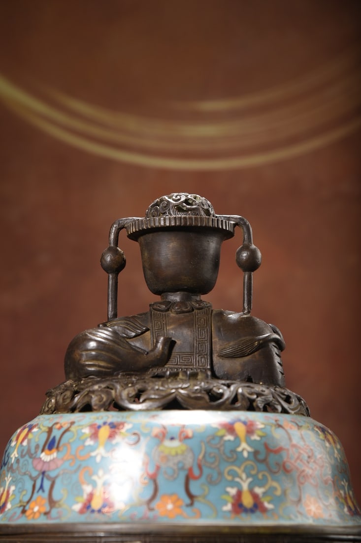 Vintage Bronze Cloisonne Incense Burner - 2