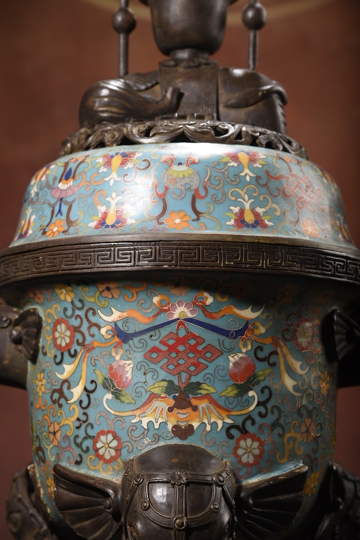 Vintage Bronze Cloisonne Incense Burner - 3