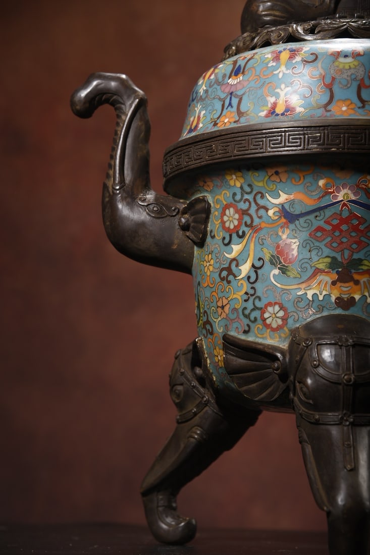 Vintage Bronze Cloisonne Incense Burner - 4