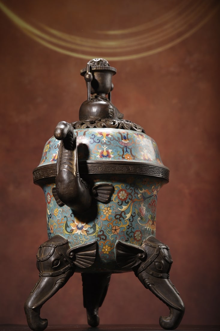 Vintage Bronze Cloisonne Incense Burner - 6
