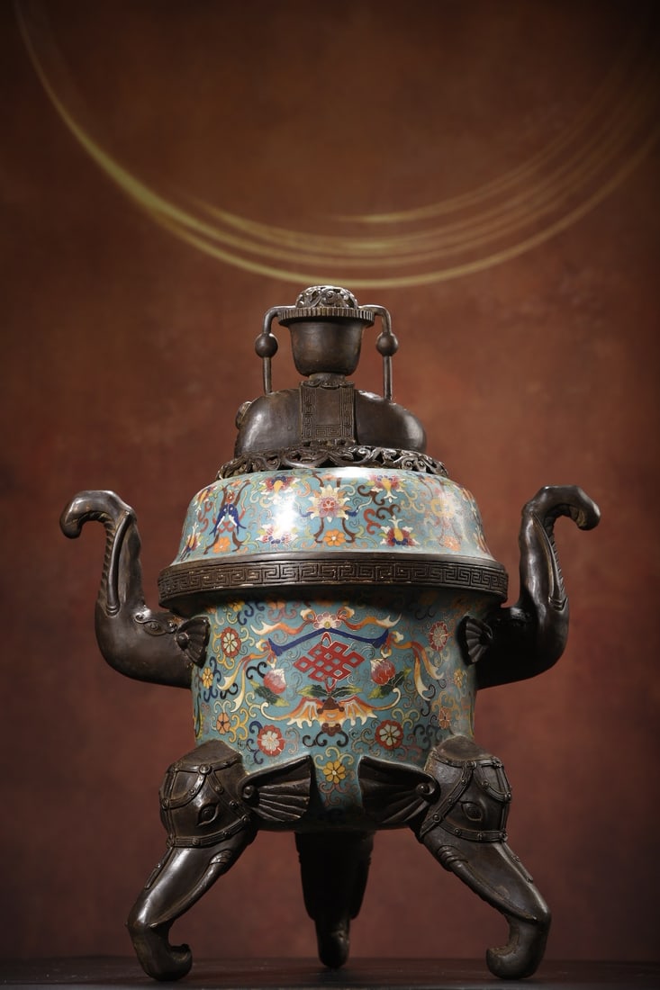 Vintage Bronze Cloisonne Incense Burner - 7