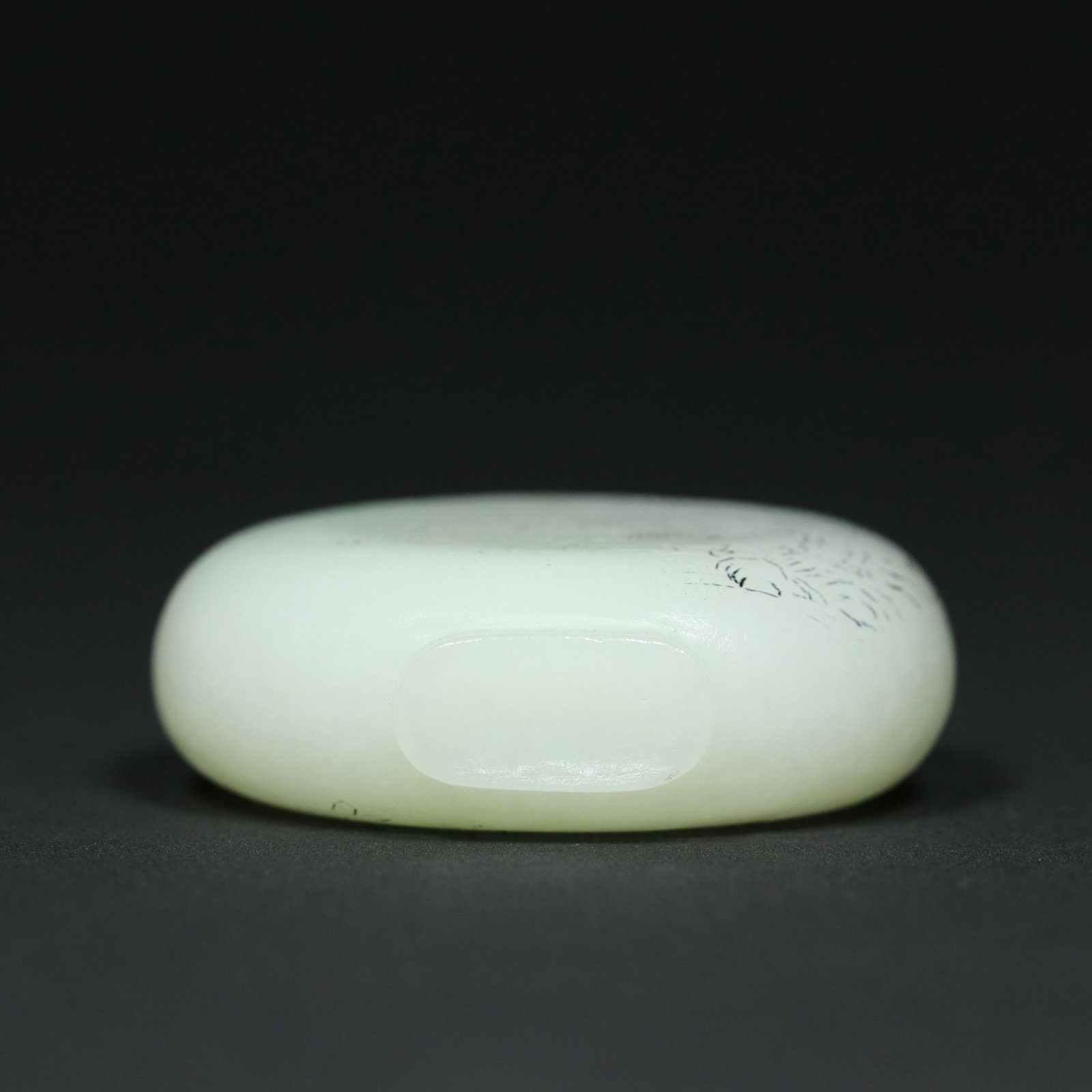Old Hetian Jade Snuff Bottle Hand Carved Mountain River Scene Poetic Prose - 3